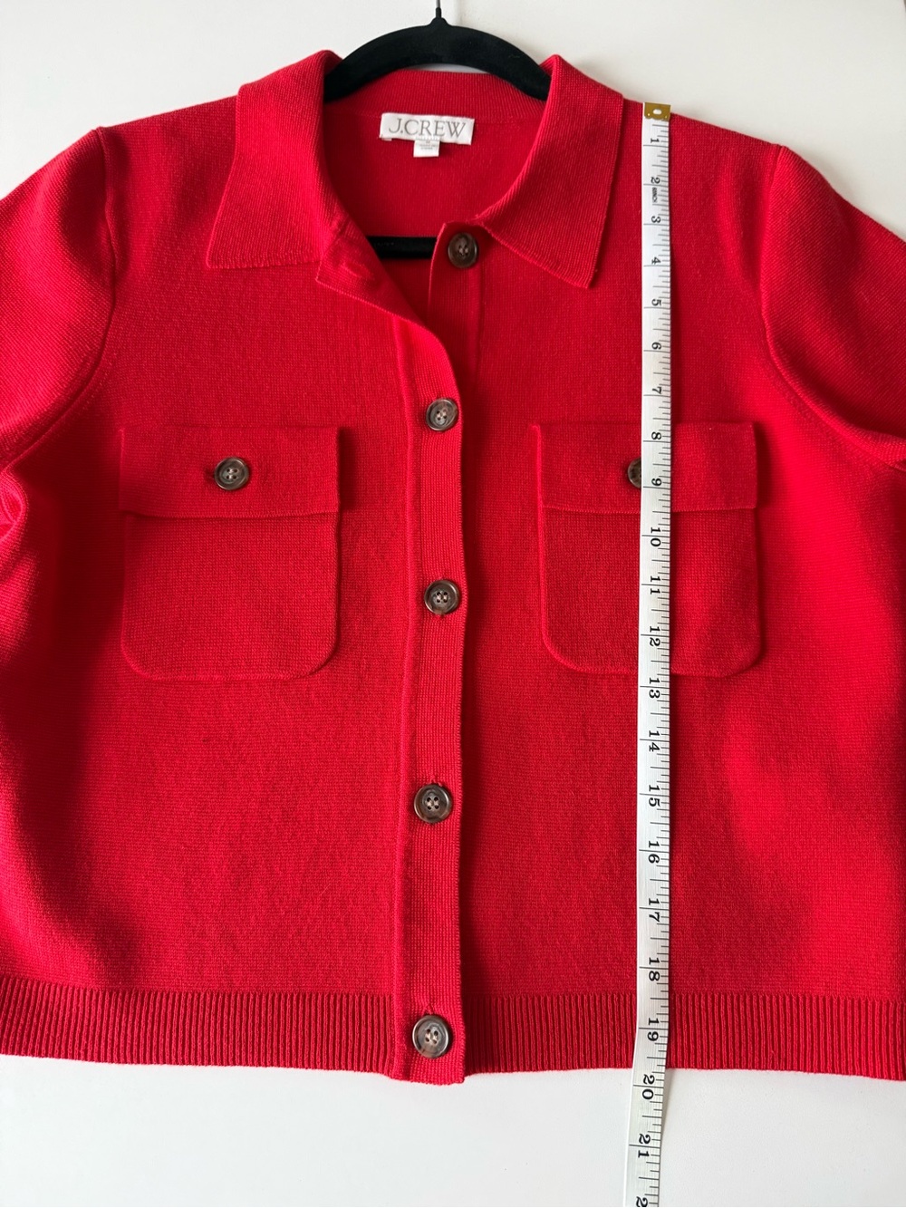 J. Crew Vibrant Red Short Sleeve Button down sweater - Picture 4 of 5